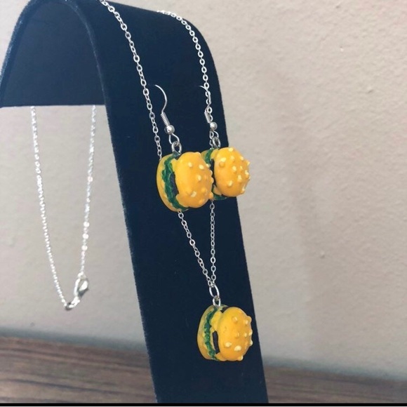 Hamburger Jewelry Set- includes necklace and earrings - Picture 2 of 5